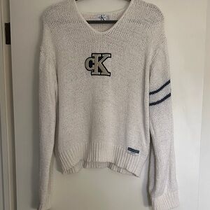 Calvin Klein Women's V-Neck Cream Sweater
